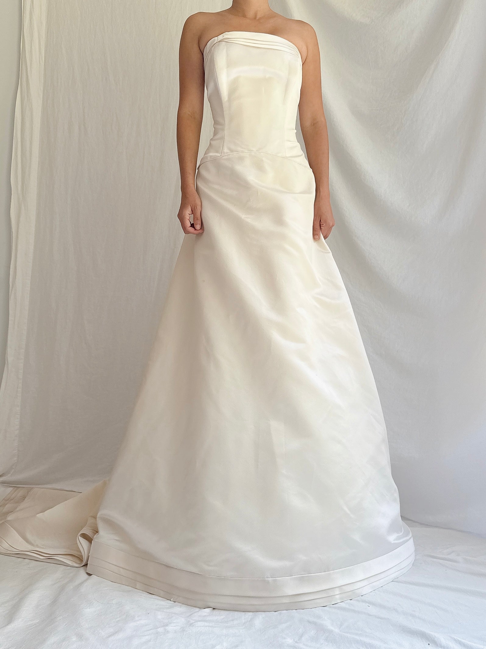 Vintage Silk Satin Strapless Gown - M