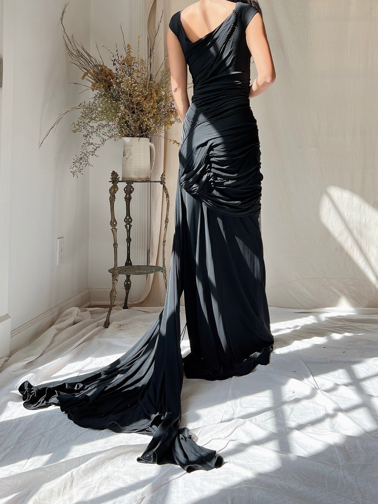 Vintage Donna Karan Jersey Ruched Dress - S-M