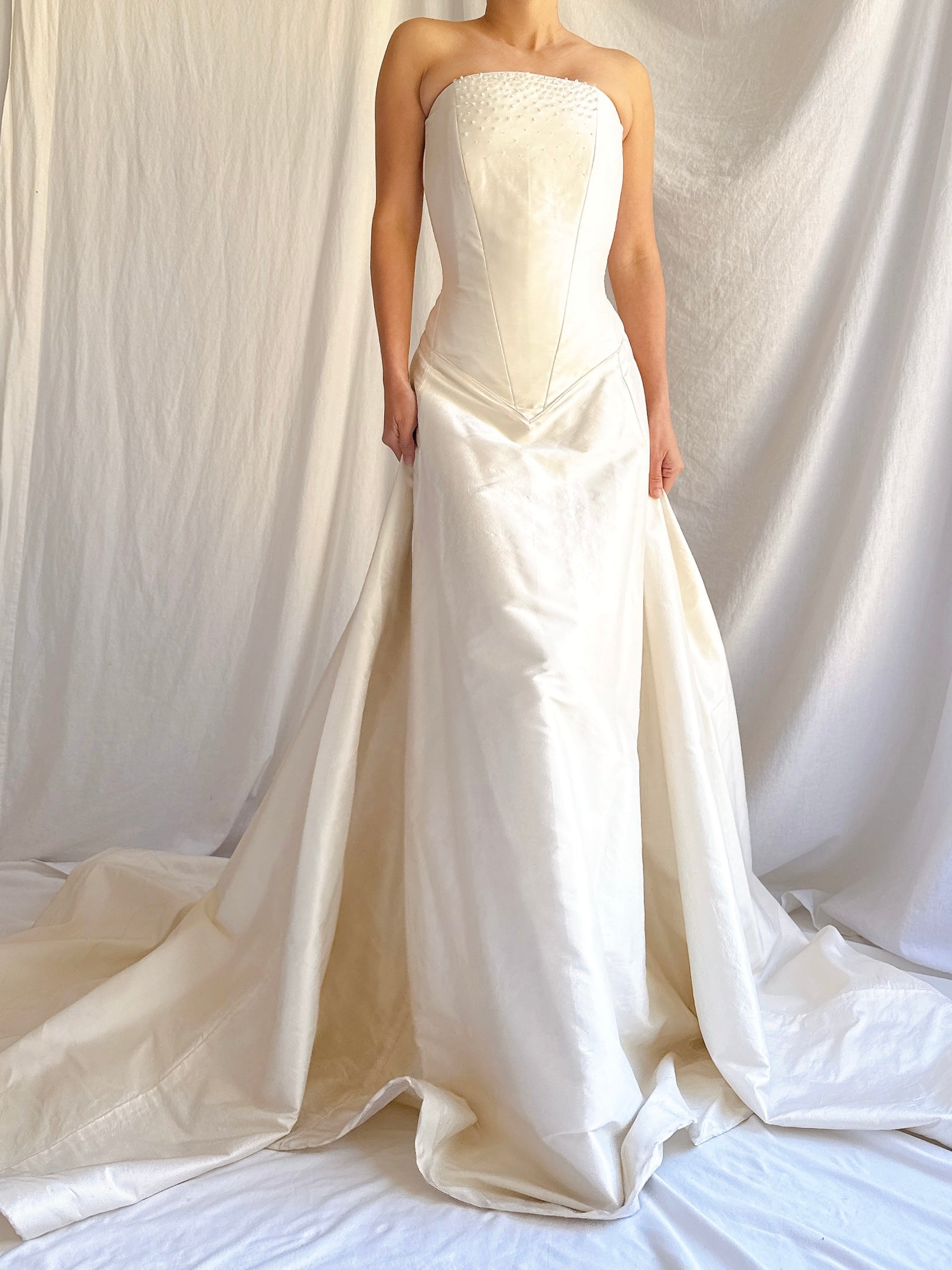 Vintage Silk Basque Waist Gown - M