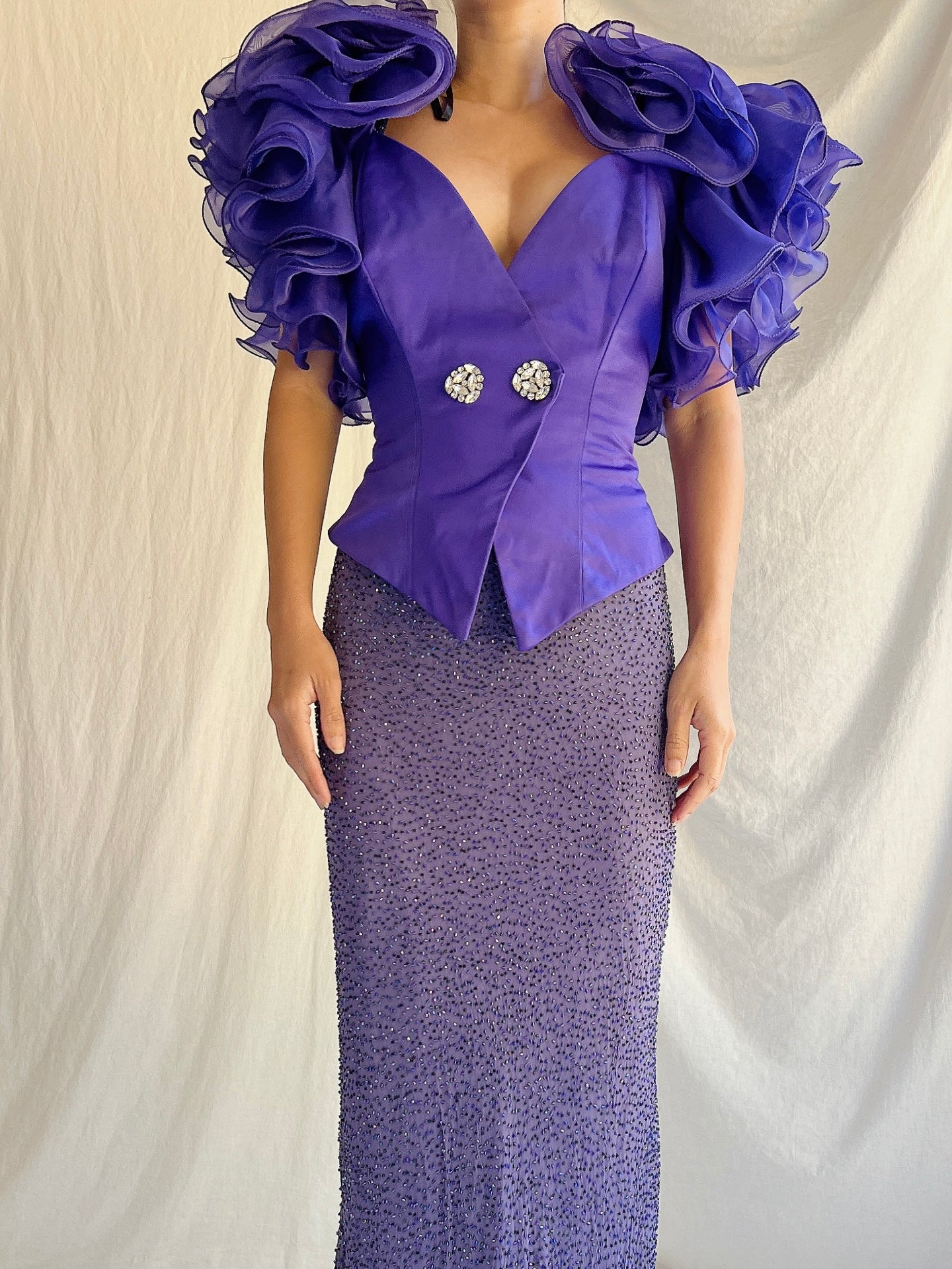 Vintage Purple Ruffled Sleeves Jacket - S/M