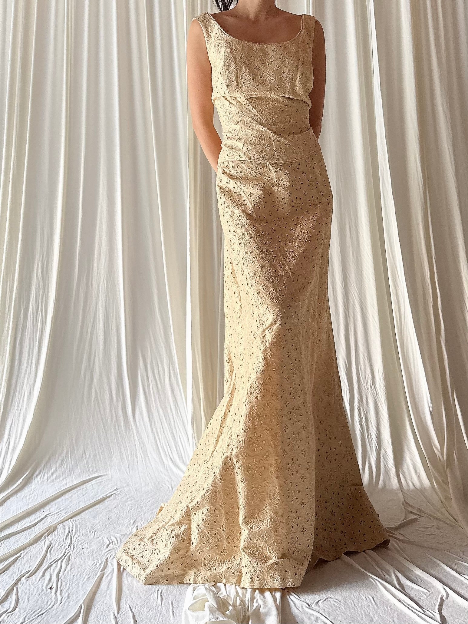 Vintage Paul Vasseur Silk Embroidered 2 Piece Set