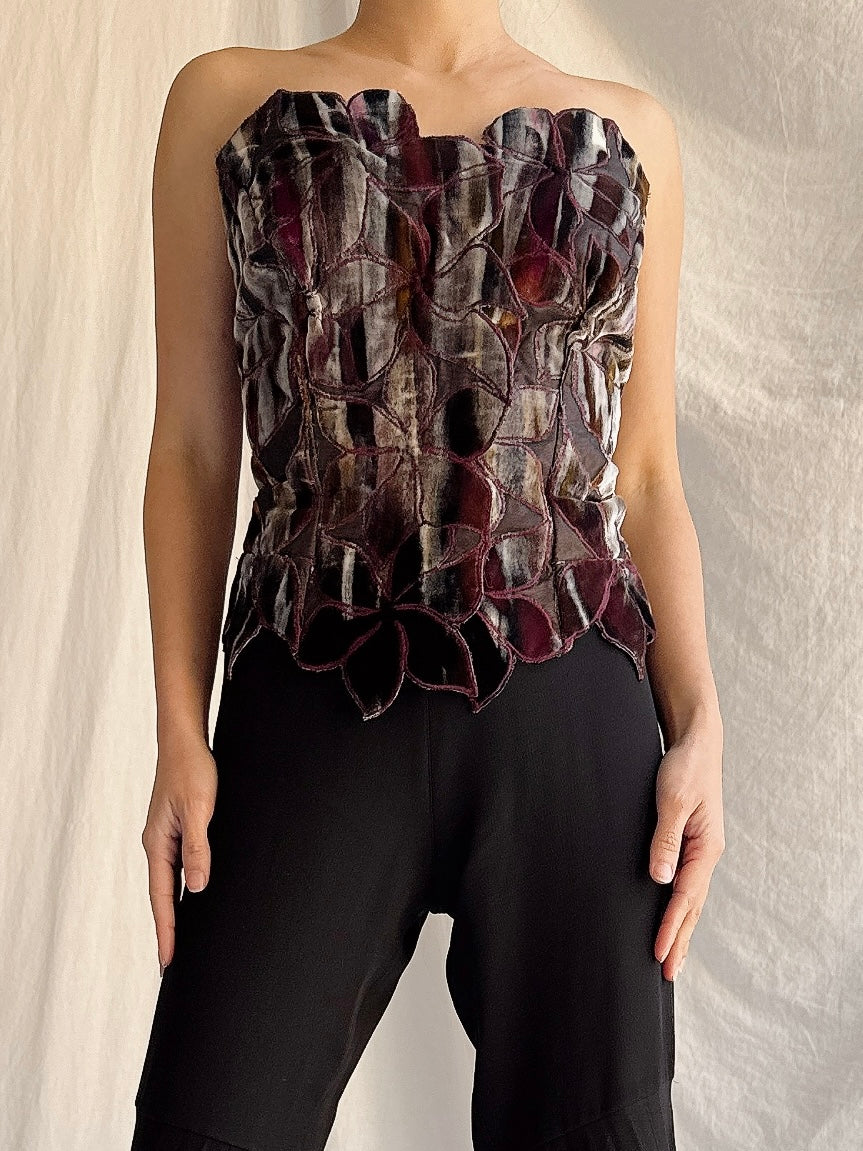 Vintage House of Delphine Silk Painted Velvet Top - M/44