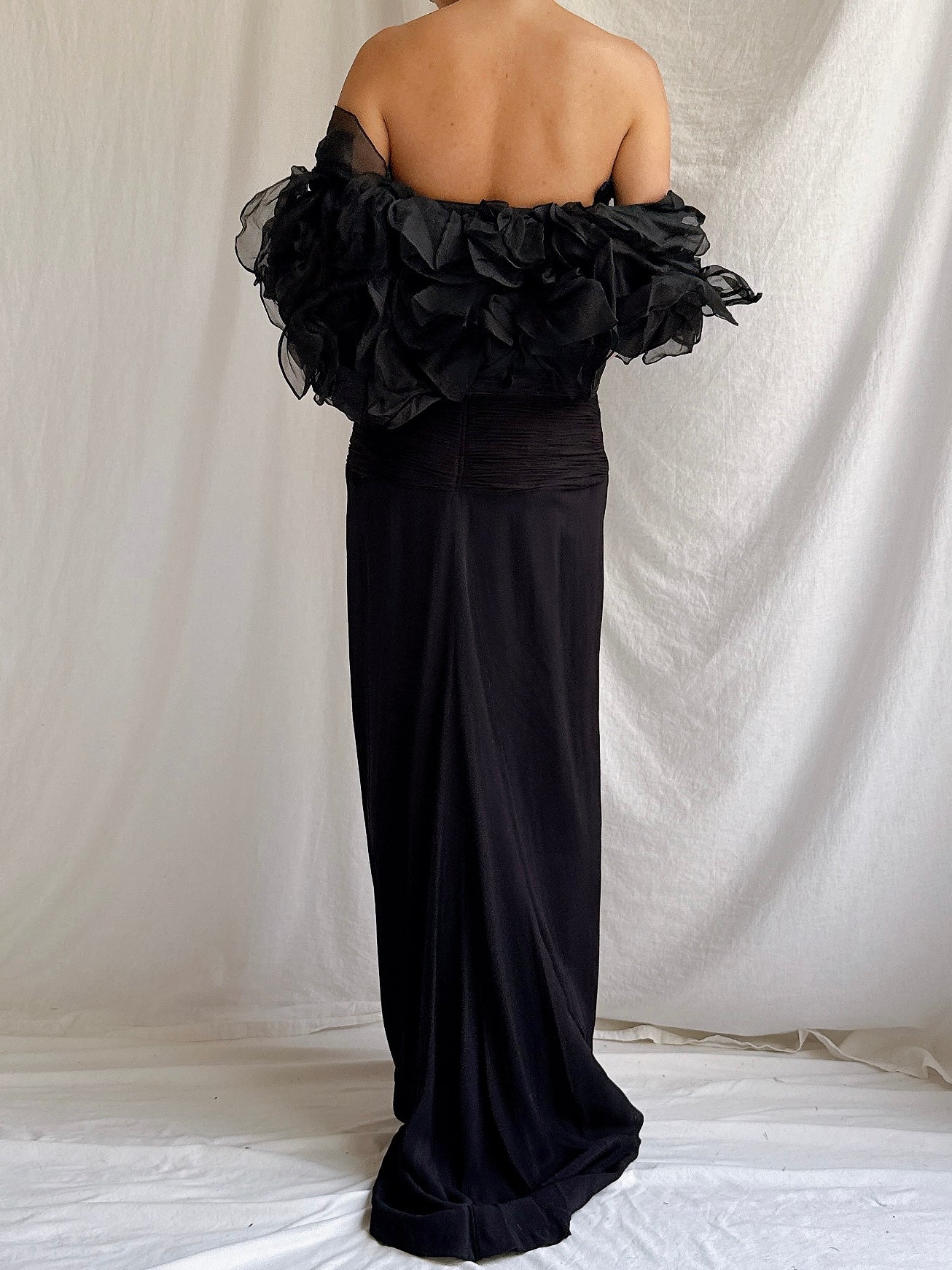 Vintage Silk Chiffon Gown with Silk Organza Jacket - XS