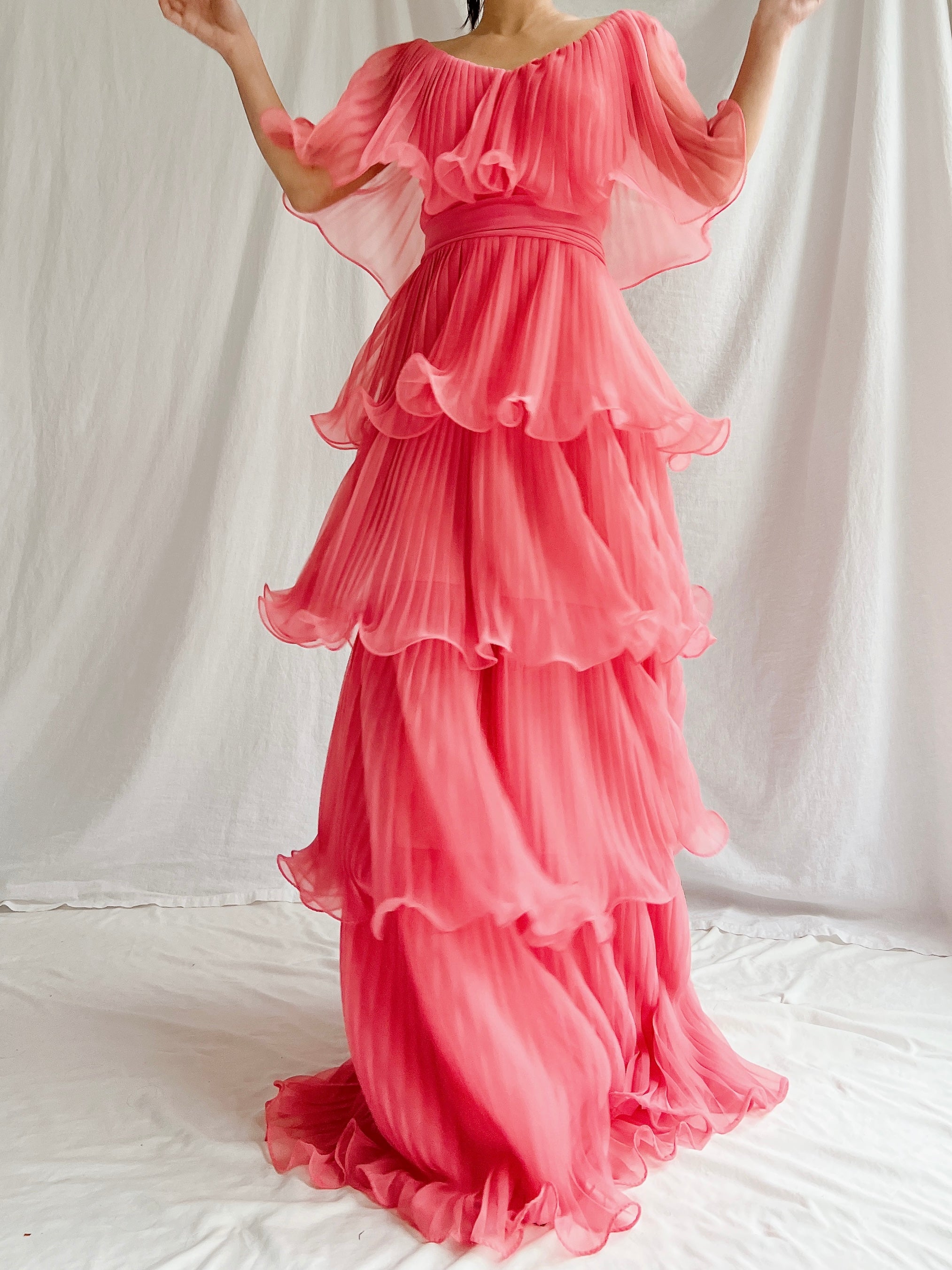 Vintage Watermelon Tiered Chiffon Dress - XS | G O S S A M E R Vintage Watermelon Tiered Chiffon Dress - XS | G O S S A M E R