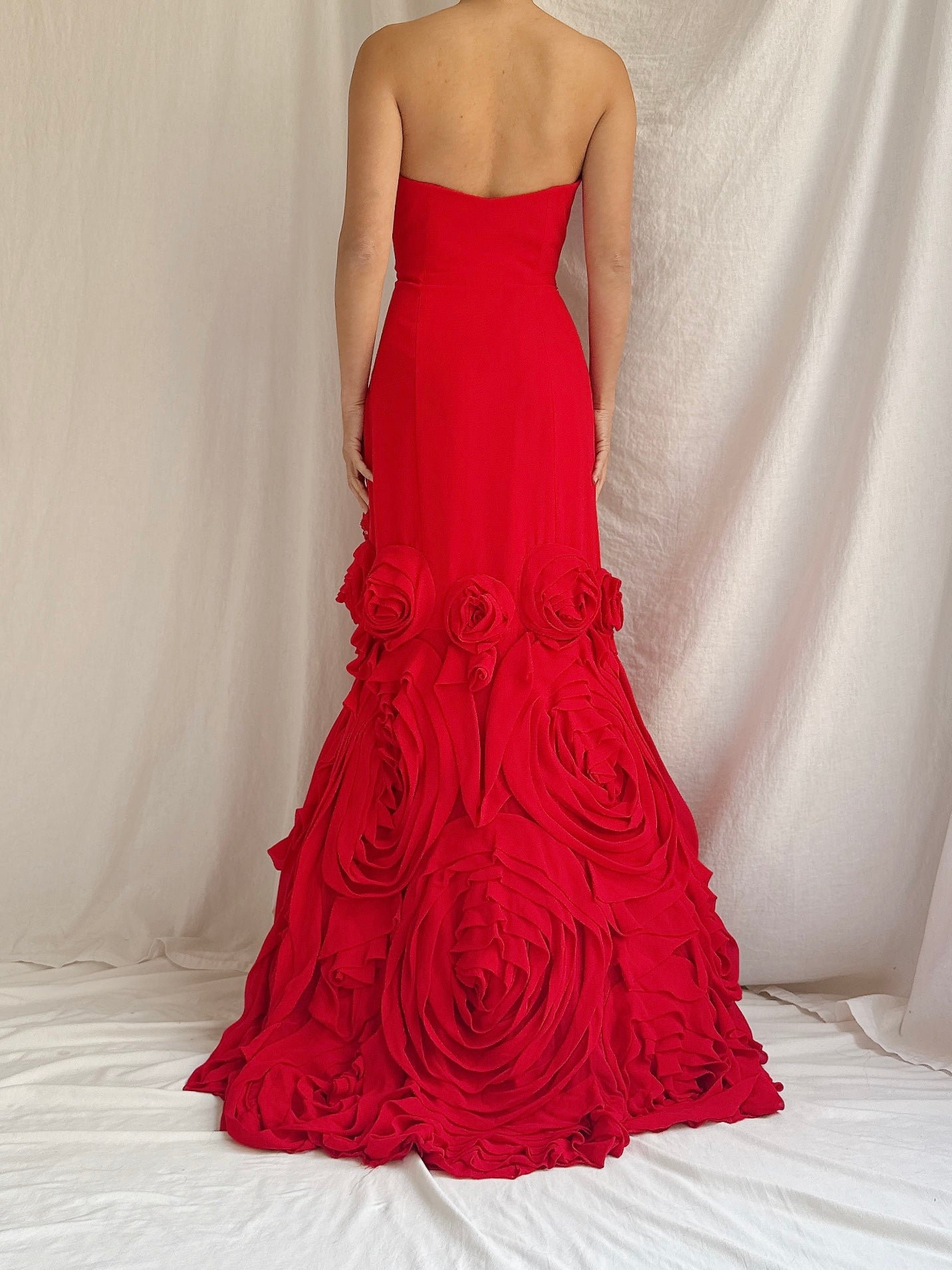 Vintage Red Chiffon Dress - S/4