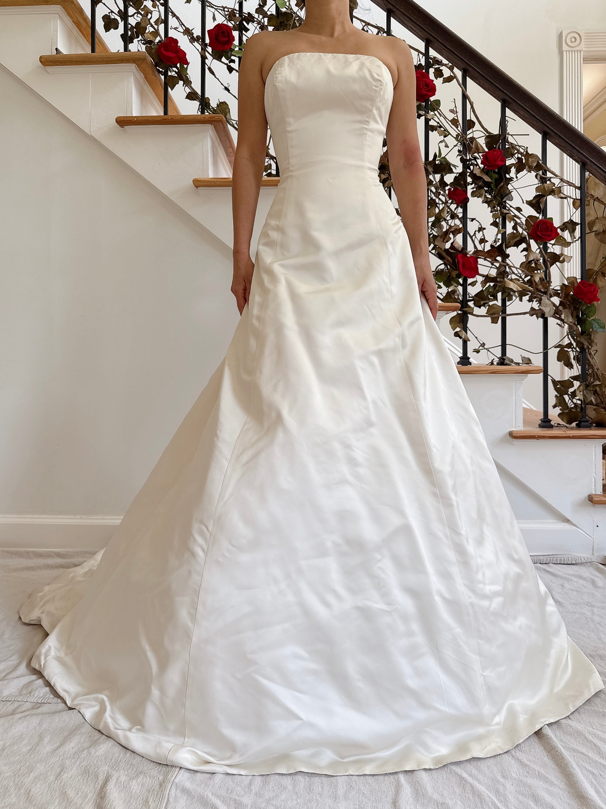 Vintage Amsale Silk Strapless Gown - 33.5B/27W/54L from mid bust, 62L from shoulder strap