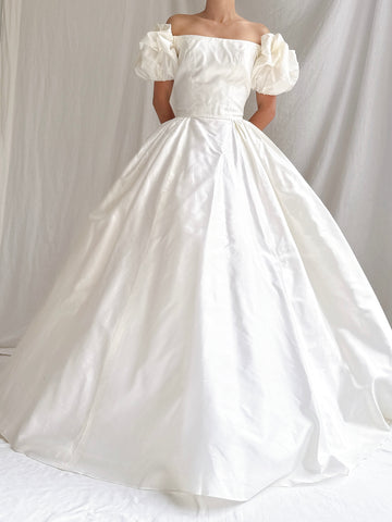 Vintage Silk Off-the-Shoulder Gown - XS
