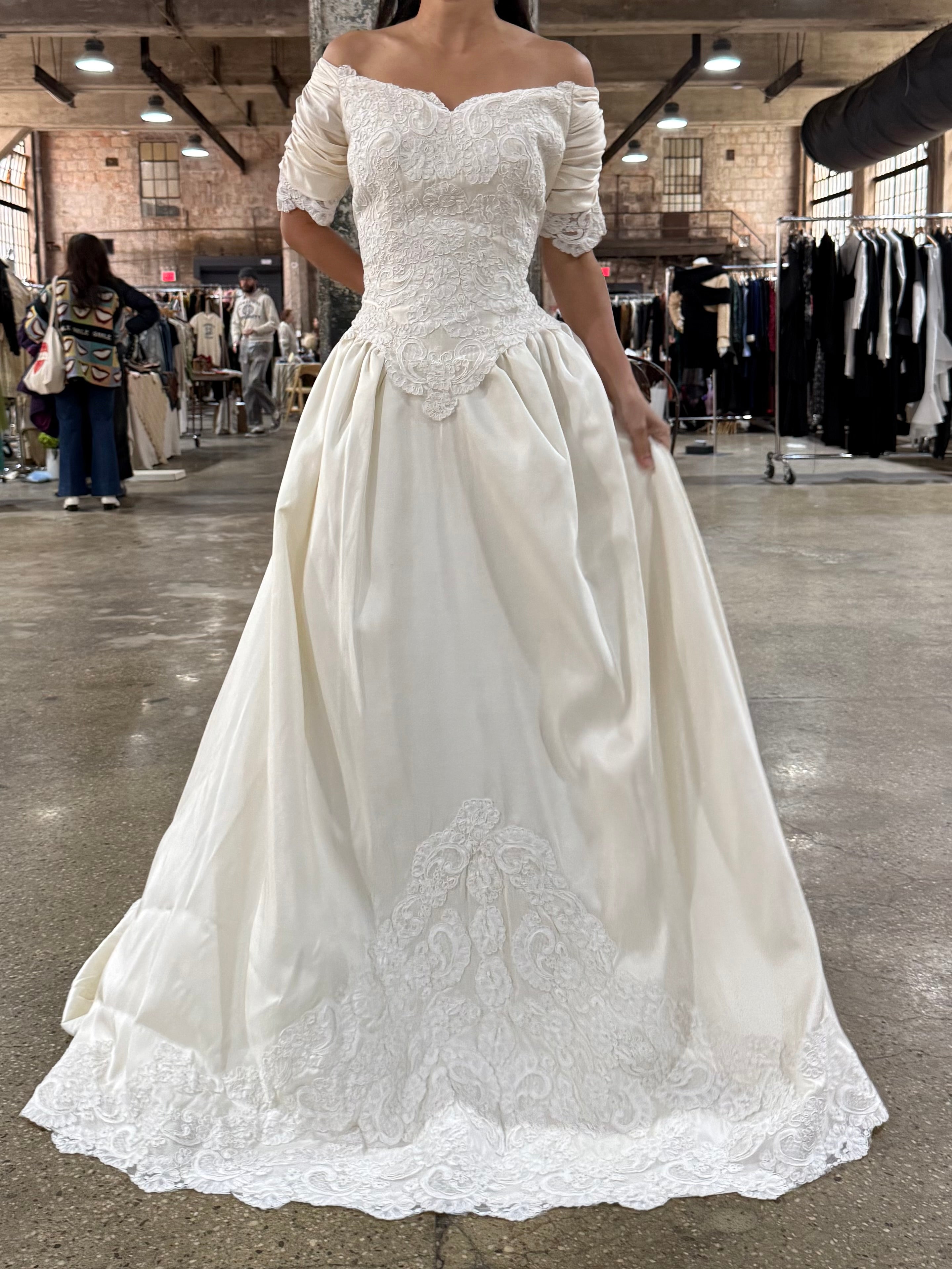 Vintage Silk and Lace Gown - S/6