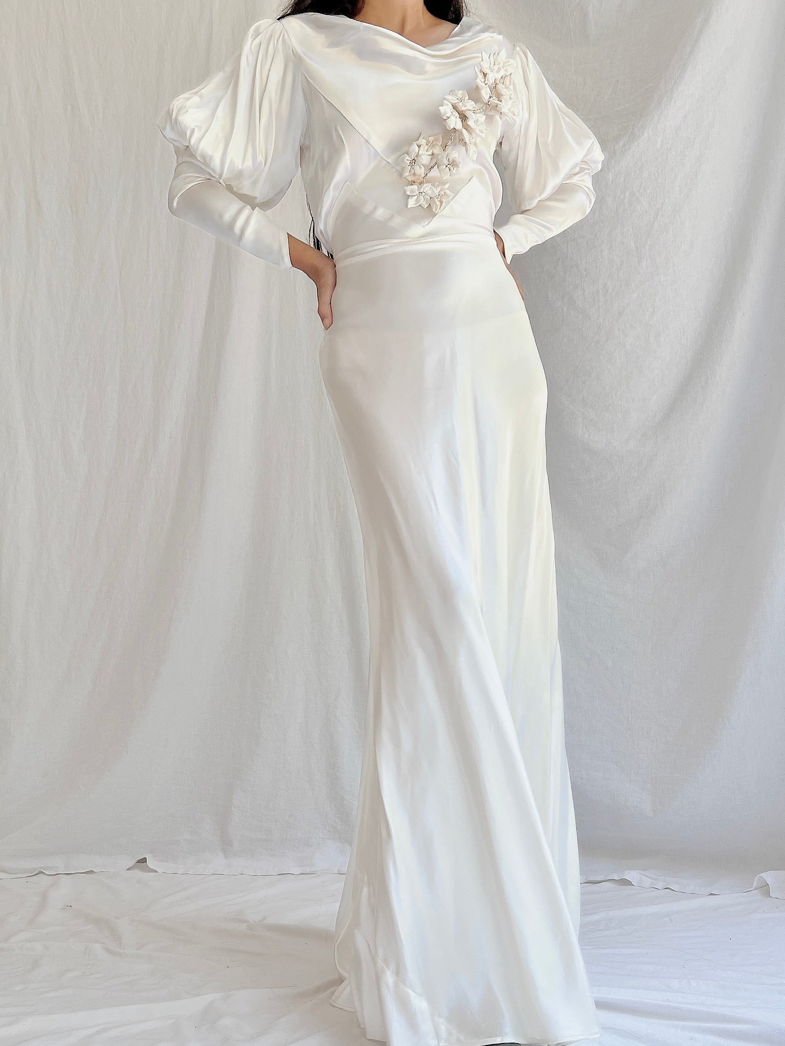 1930s Candelight Satin Gown - S