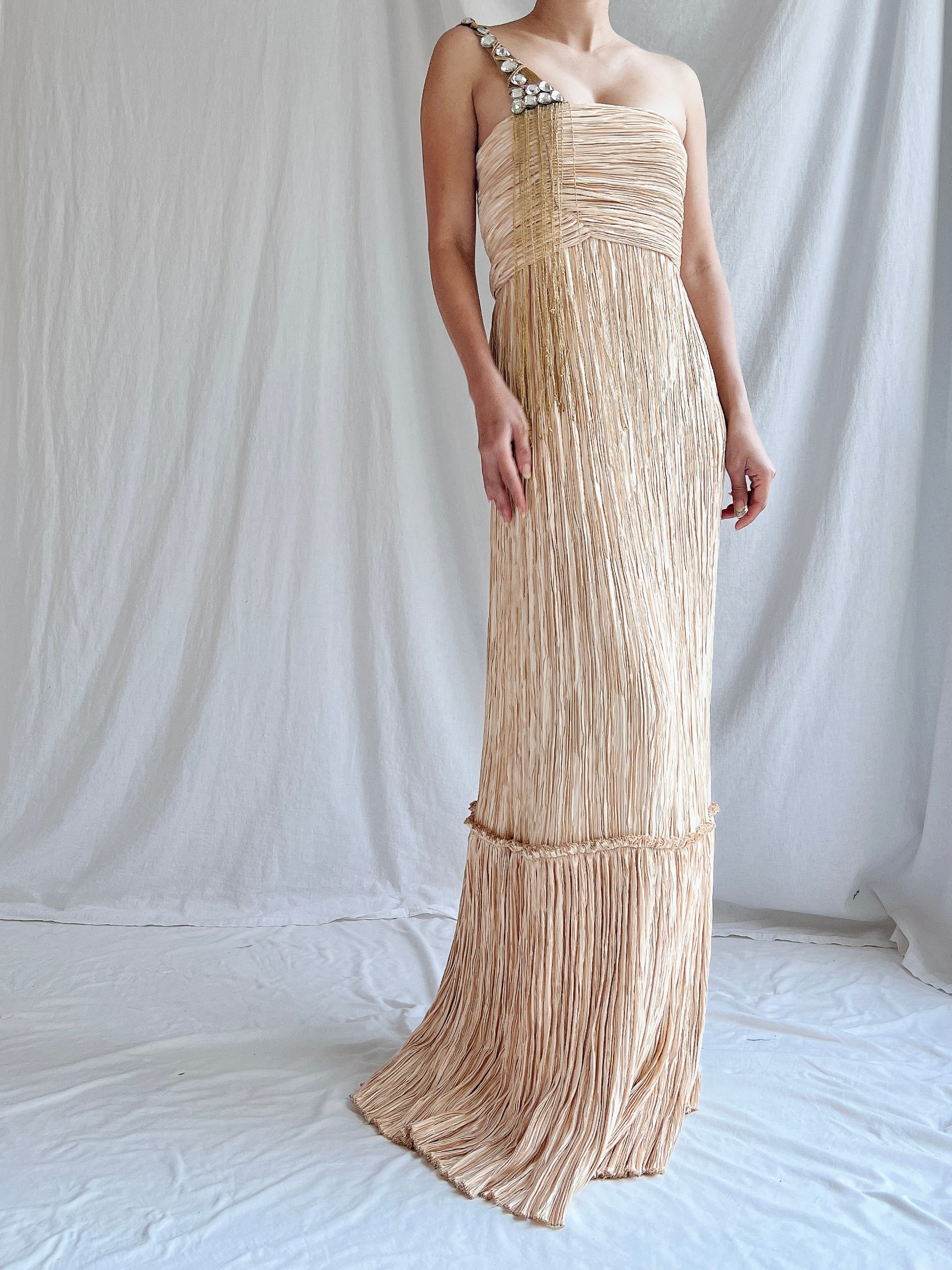 Vintage Mary McFadden Pleated Gown - M