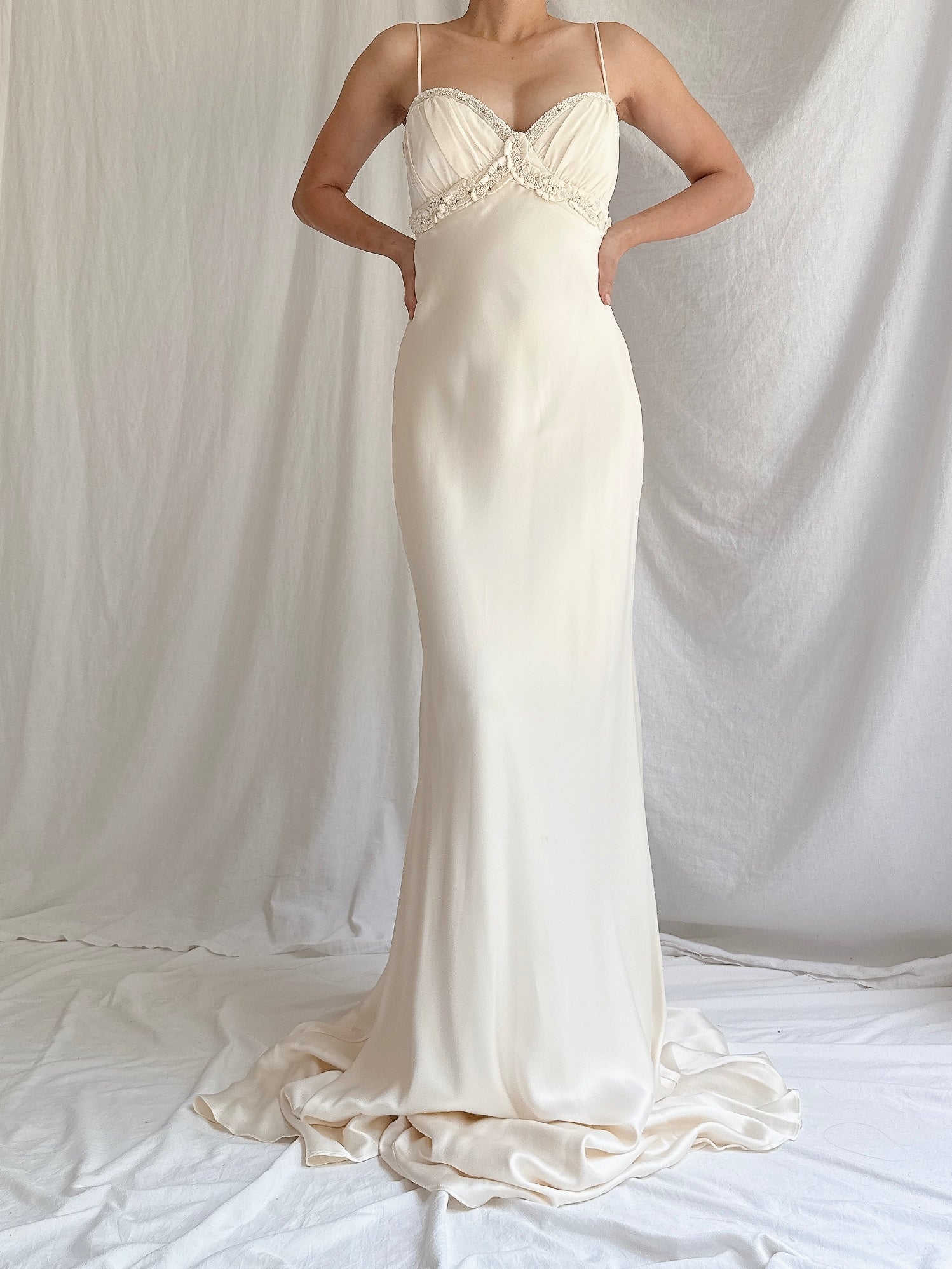silk charmeuse wedding dress Vintage Silk Charmeuse Gown - XS/2-4
