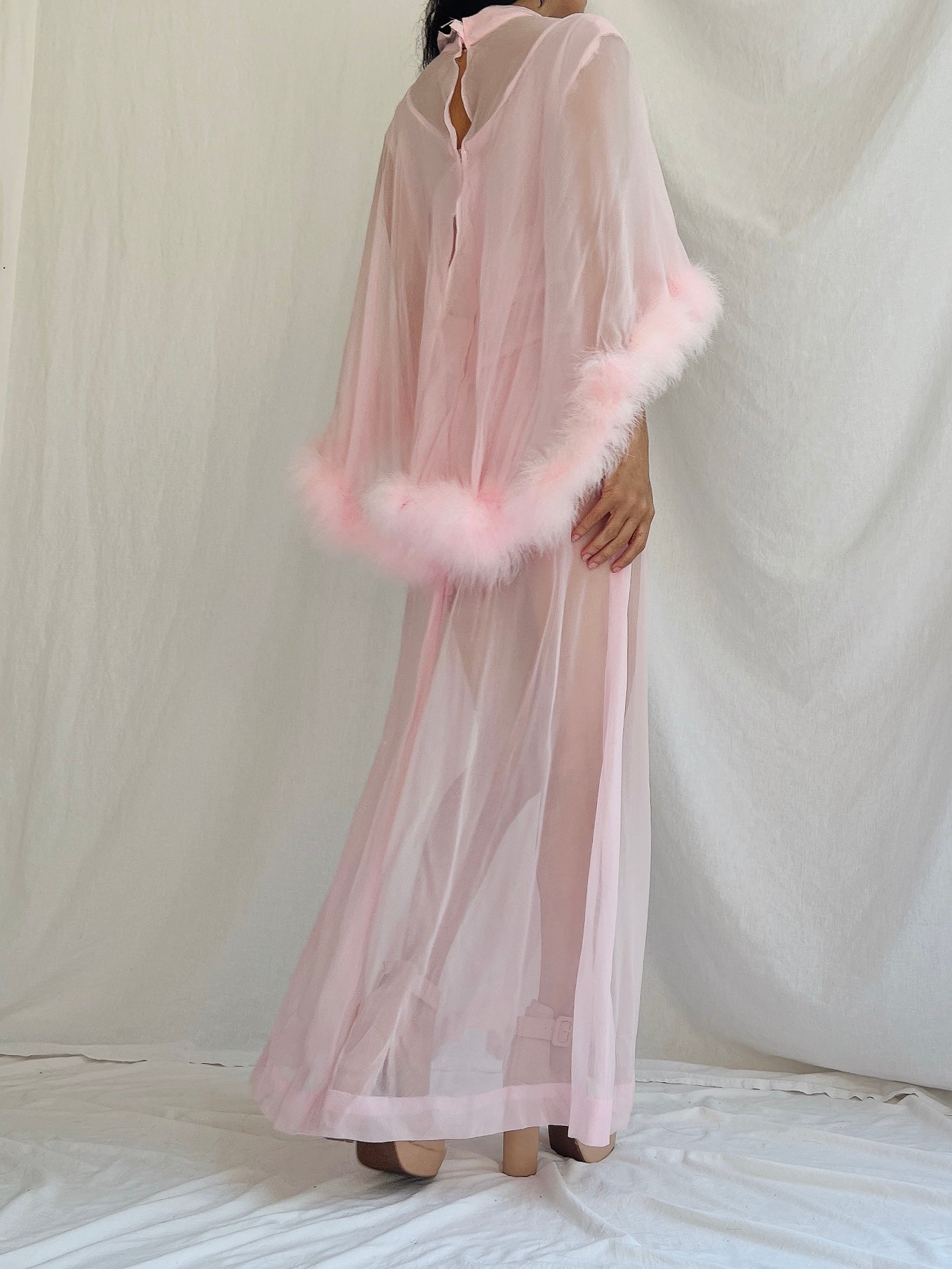 1960s Sheer Feather Cape Dress - S/M