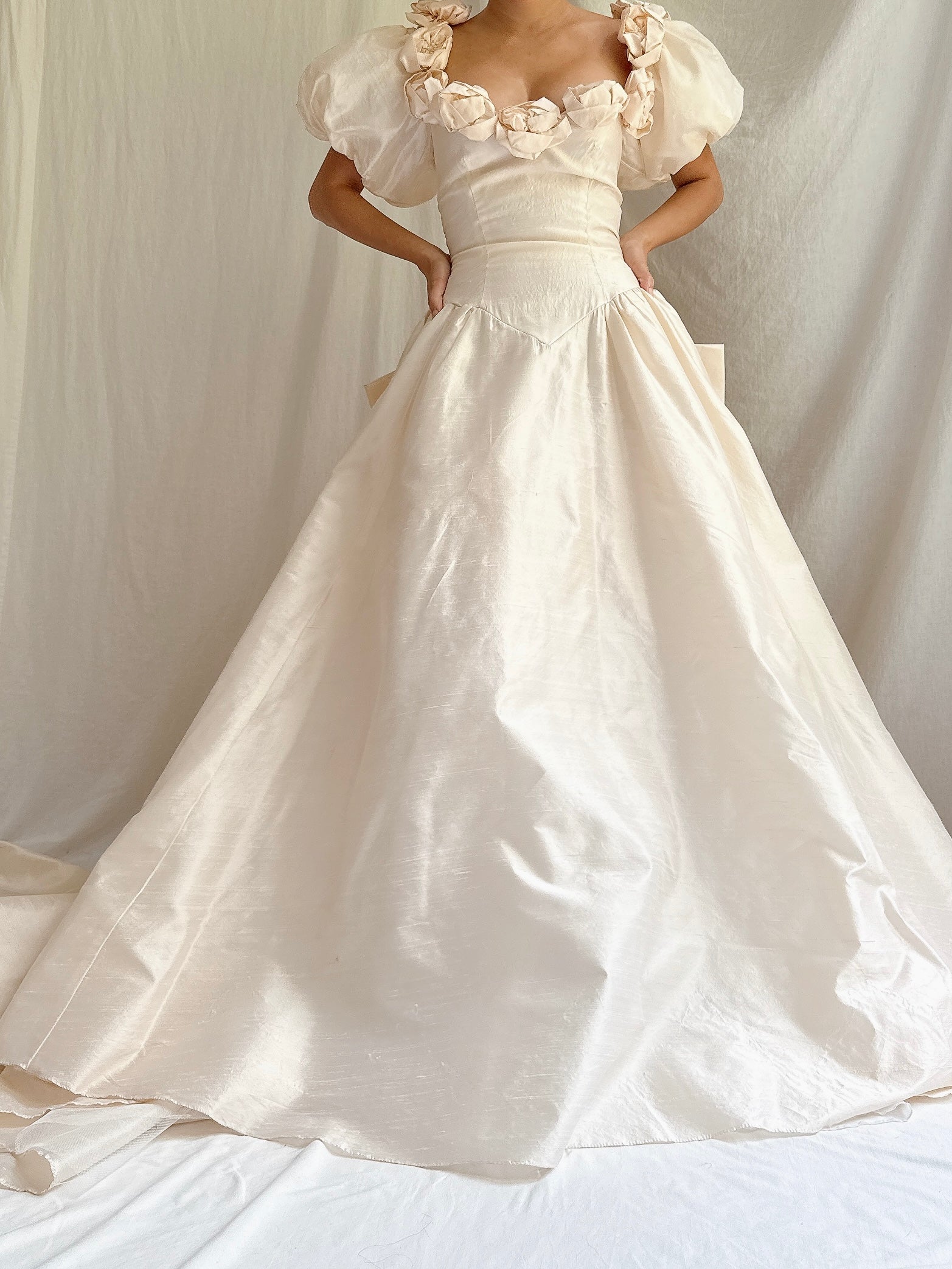Vintage Silk Rosette Gown - XS
