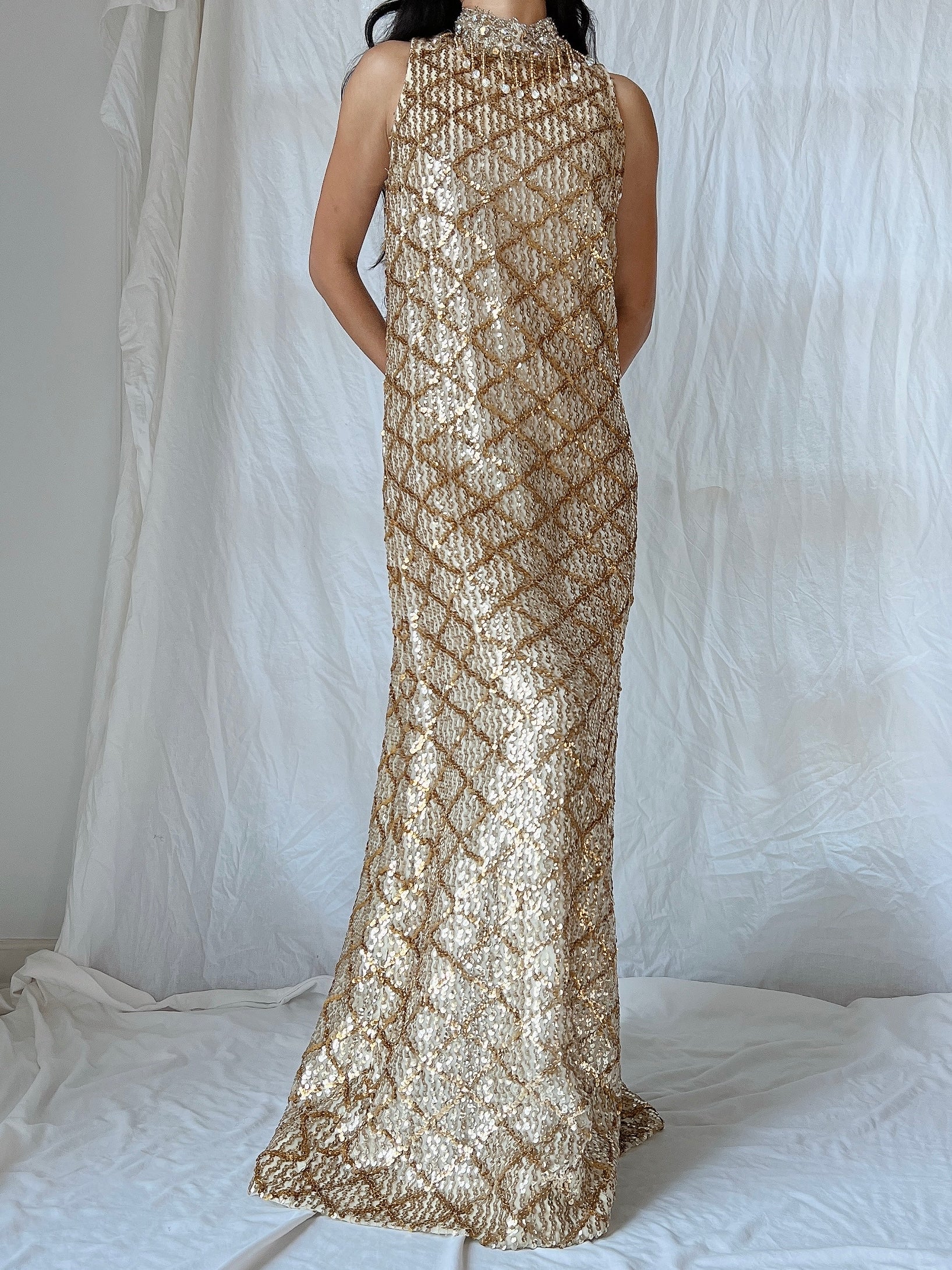 1960s Gold Sequins Dress - M | G O S S A M E R 1960s Gold Sequins Dress - M | G O S S A M E R