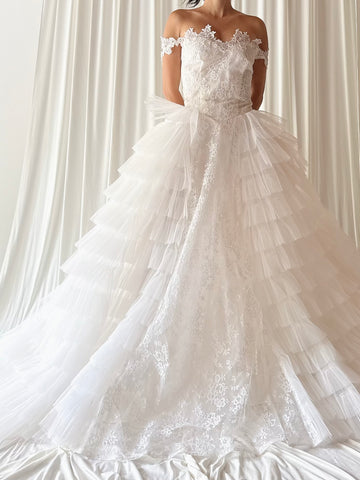 1950s Lace and Tulle Gown - S
