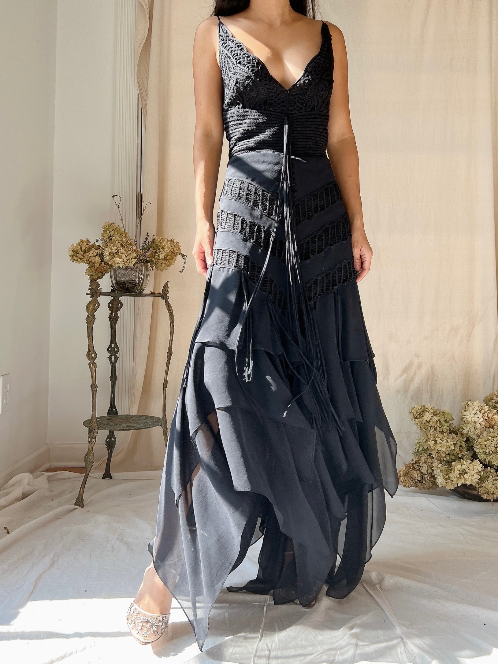 Vintage Silk Handkerchief Hem Dress - S | G O S S A M E R Vintage Silk Handkerchief Hem Dress - S | G O S S A M E R