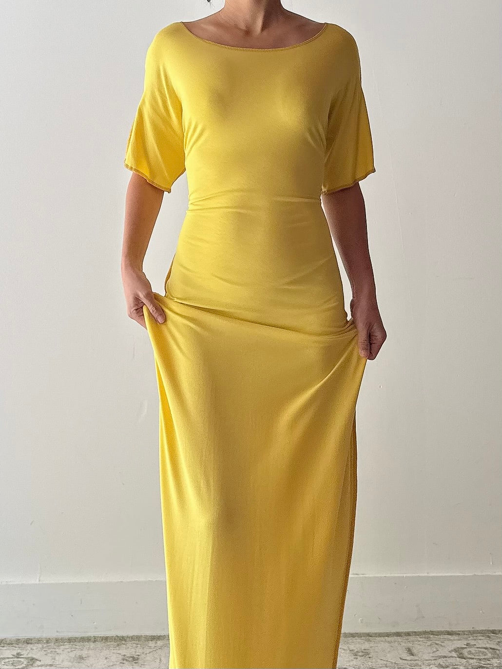 Vintage Benoit F. Yellow Stretchable T-Shirt Dress - M