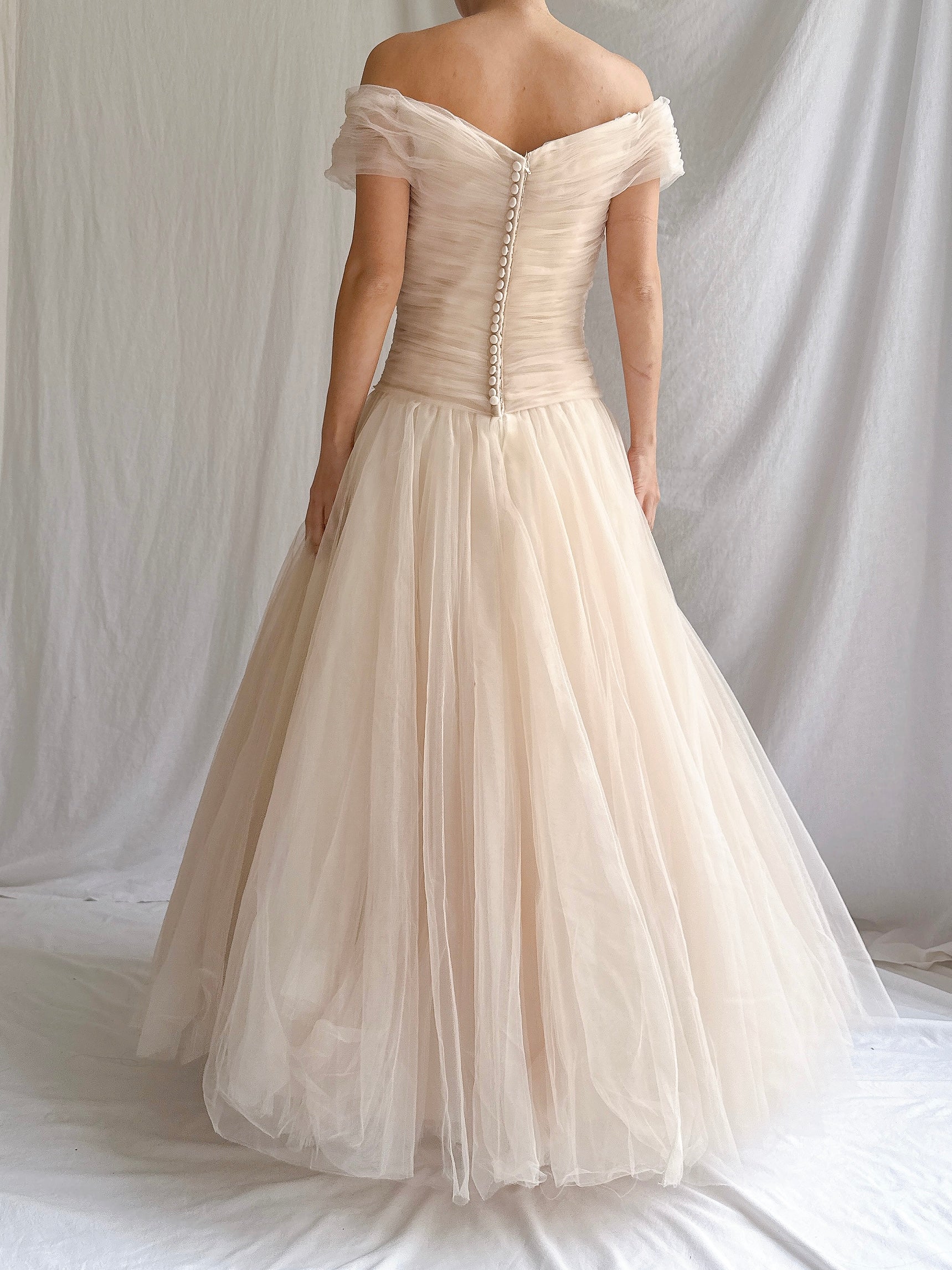 Vintage Ian Stuart UK Peach Nude Tulle 2-Piece - S/M 6/8