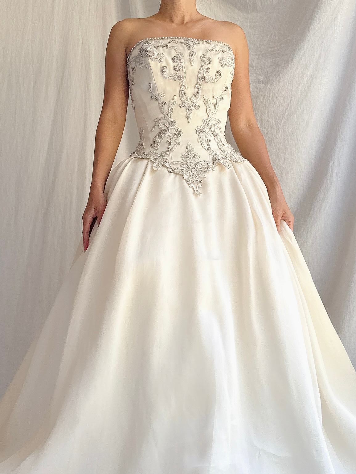 Vintage Silk Organza Embroidered Gown - XS/2