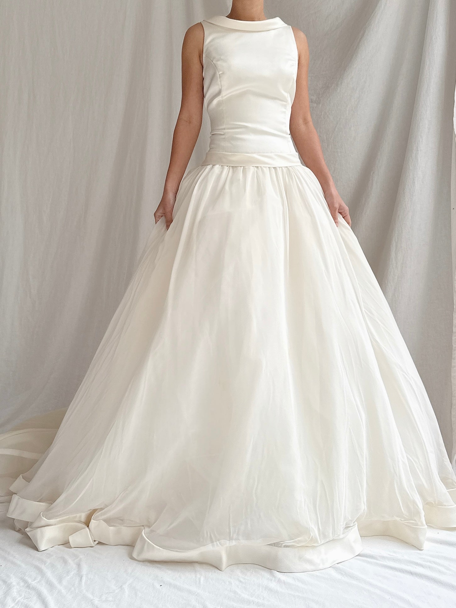 Vintage Chiffon High Neck Gown - M