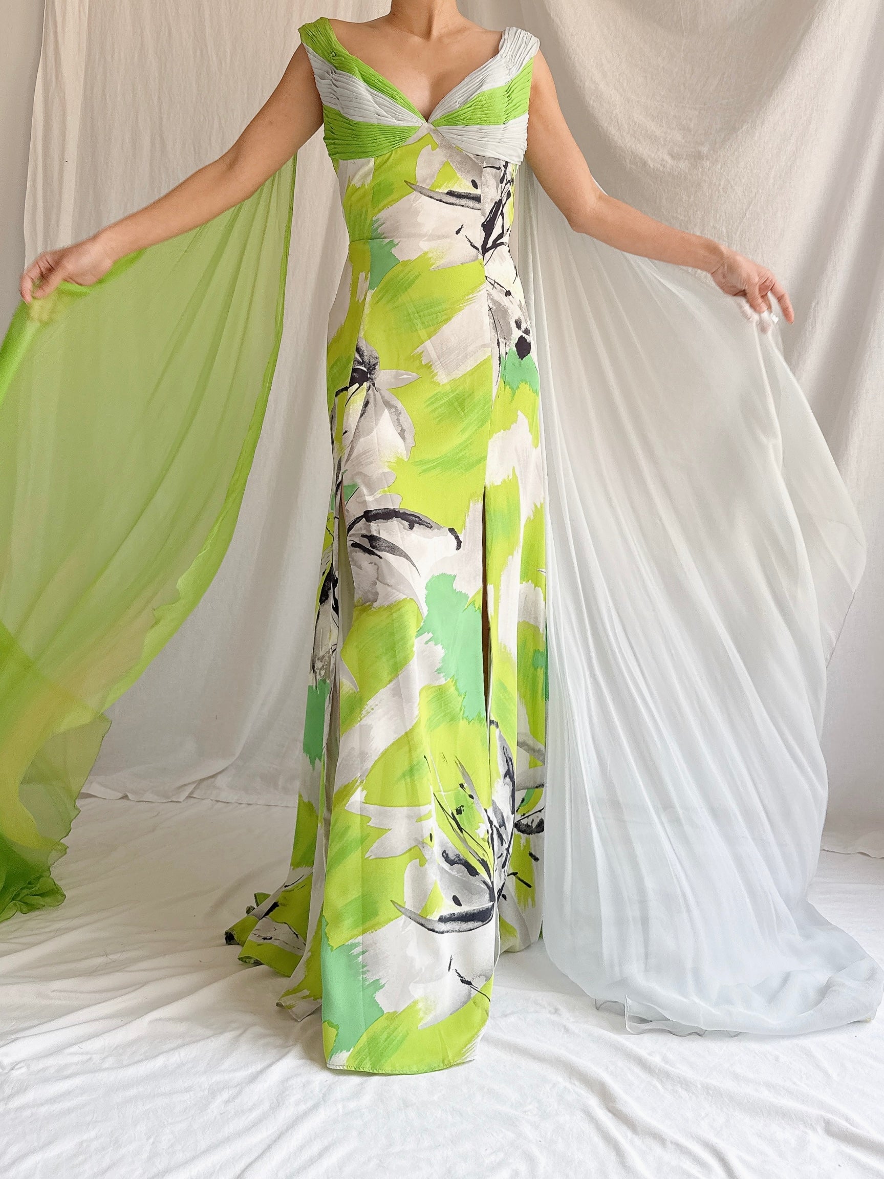 Vintage Thierry Huet Silk Abstract Gown - S