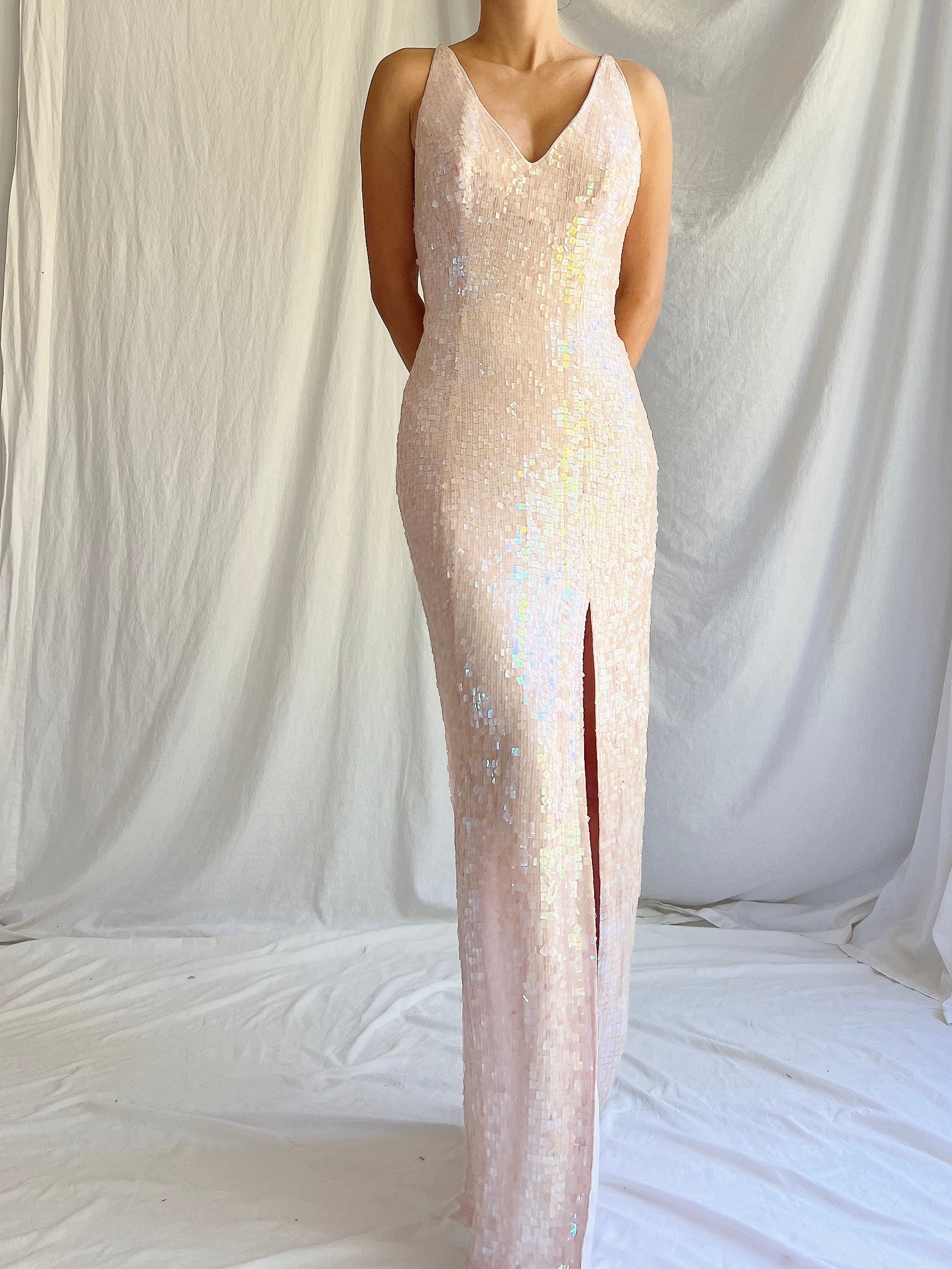 Vintage Shell Pink Sequins Dress - S