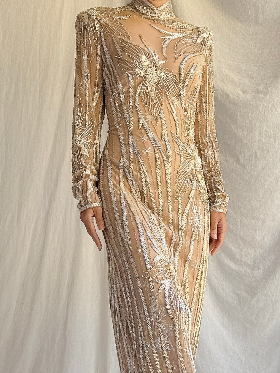 Vintage Bob Mackie Silk Beaded Gown - M