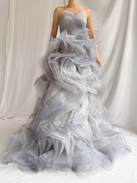 Sweetheart Ruffle Gray Cloud Dress - XS-S | G O S S A M E R