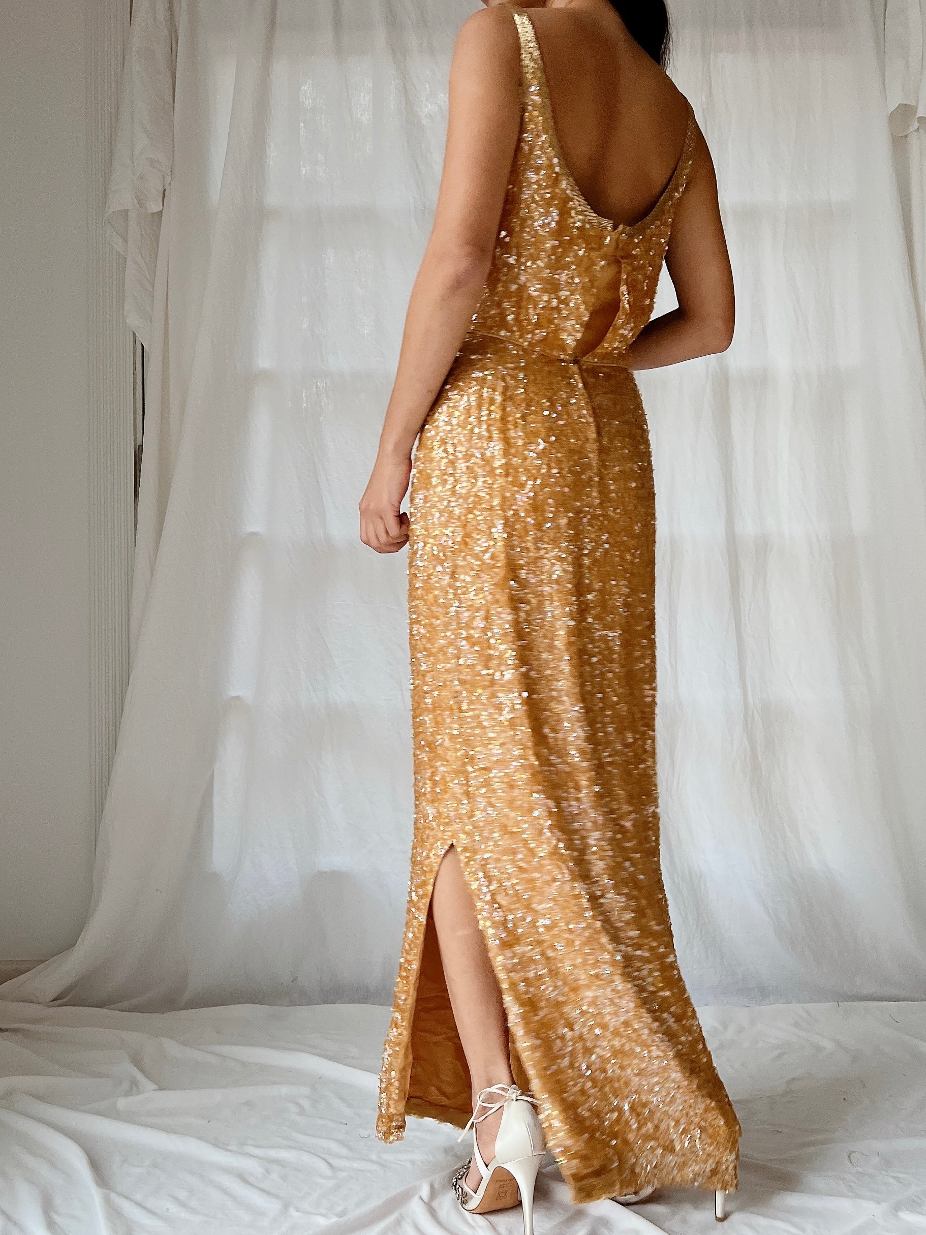 1960s Marigold Silk Sequins Dress - XS/2 | G O S S A M E R 1960s Marigold Silk Sequins Dress - XS/2 | G O S S A M E R