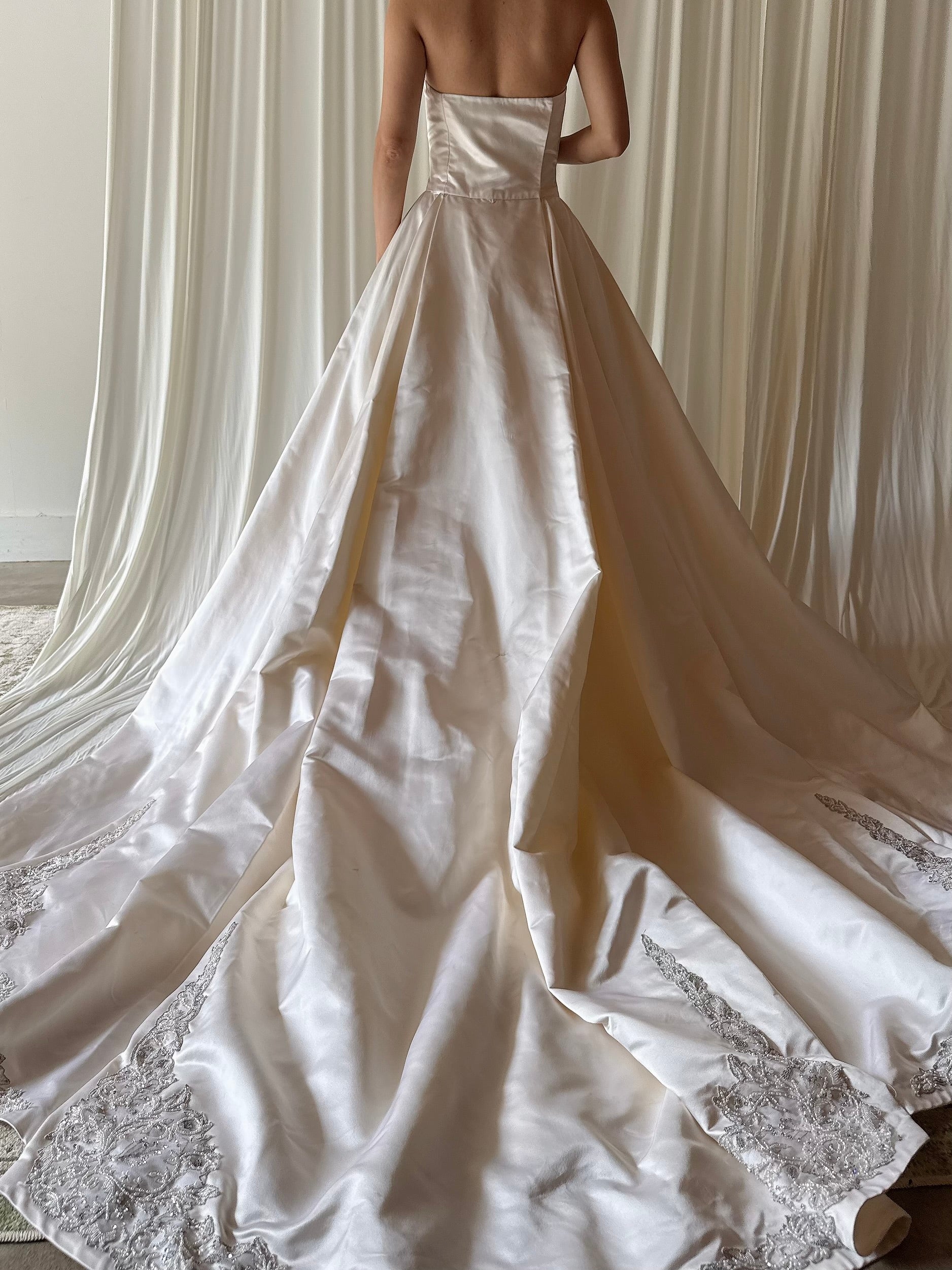 Vintage Strapless Silk Gown - XS/S
