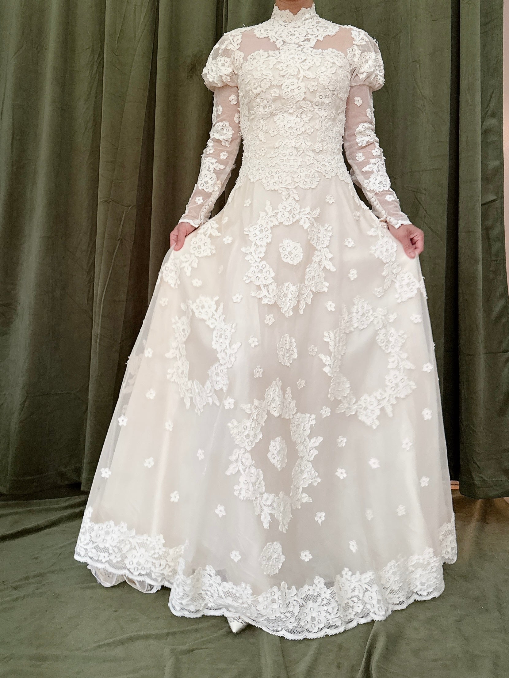 1960s Long Sleeve Lace Dress - XS