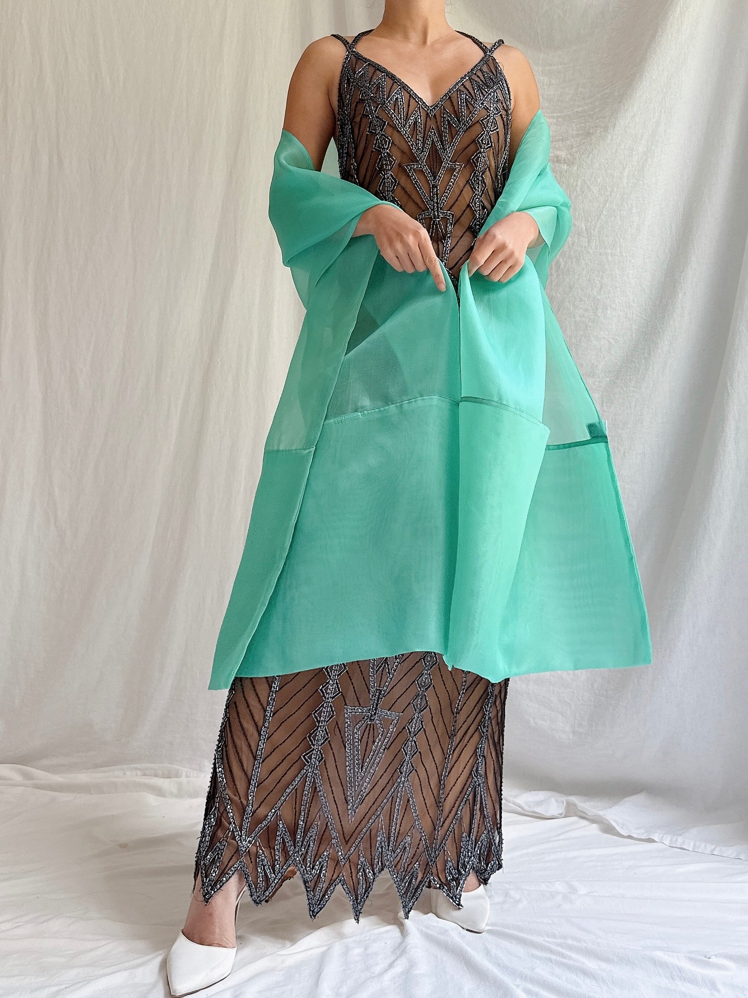 Vintage Silk Organza Shawl - OSFM