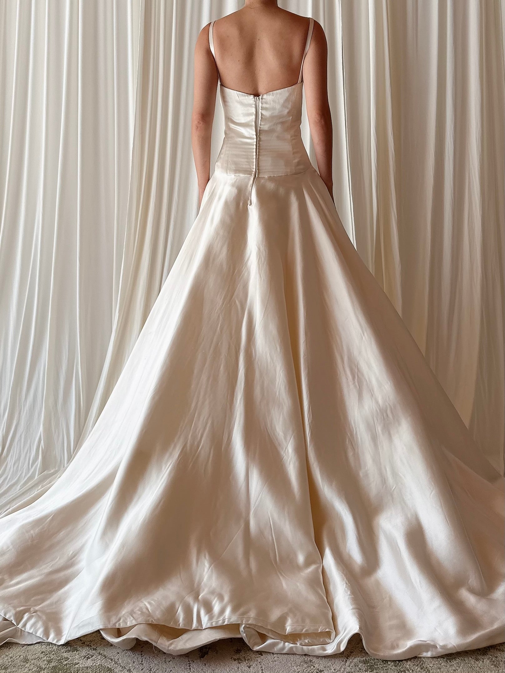 1990s Reem Acra Silk Satin Gown - M