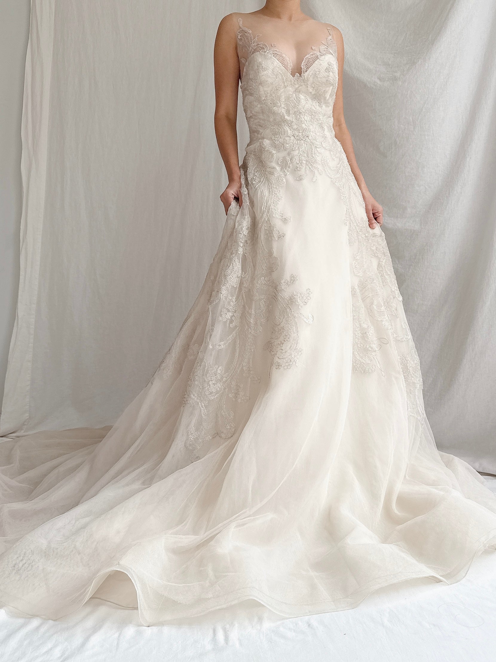 Liancarlo Couture Tulle Metallic Lace Gown - M/6