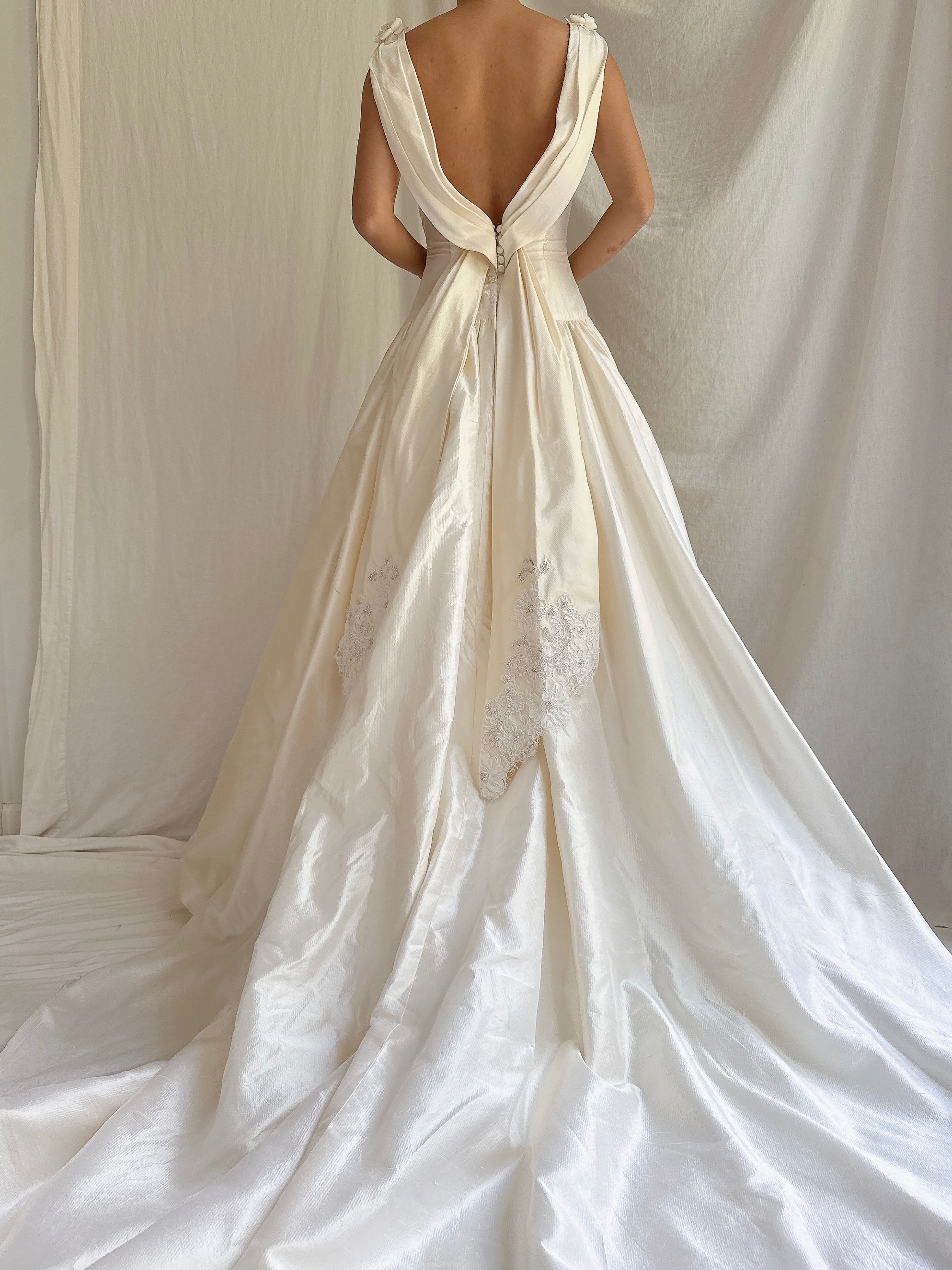 Vintage Silk Boatneck Gown - S/M