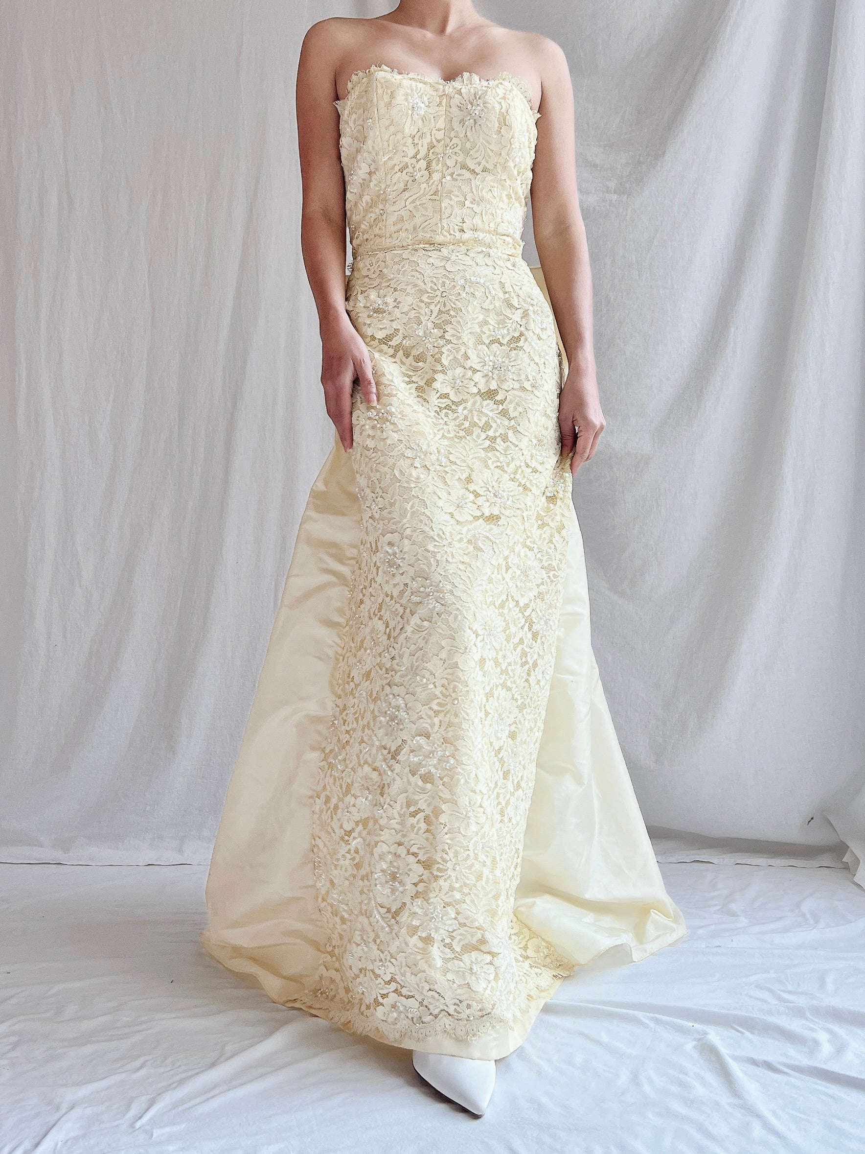 Vintage Lillie Rubin Butter Lace Gown -  XS