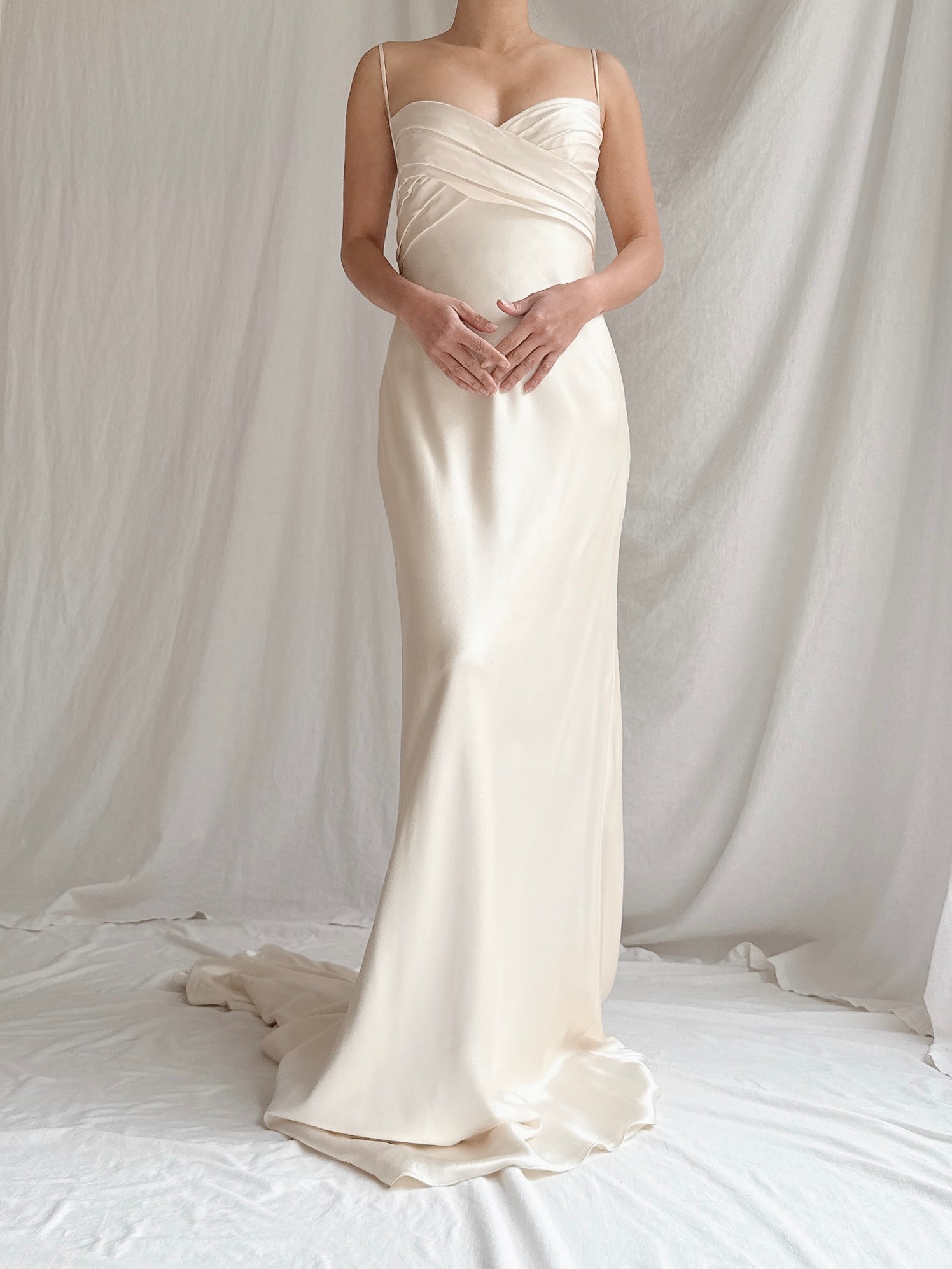 Vintage CB Couture Silk Cowl Back Gown - M/8