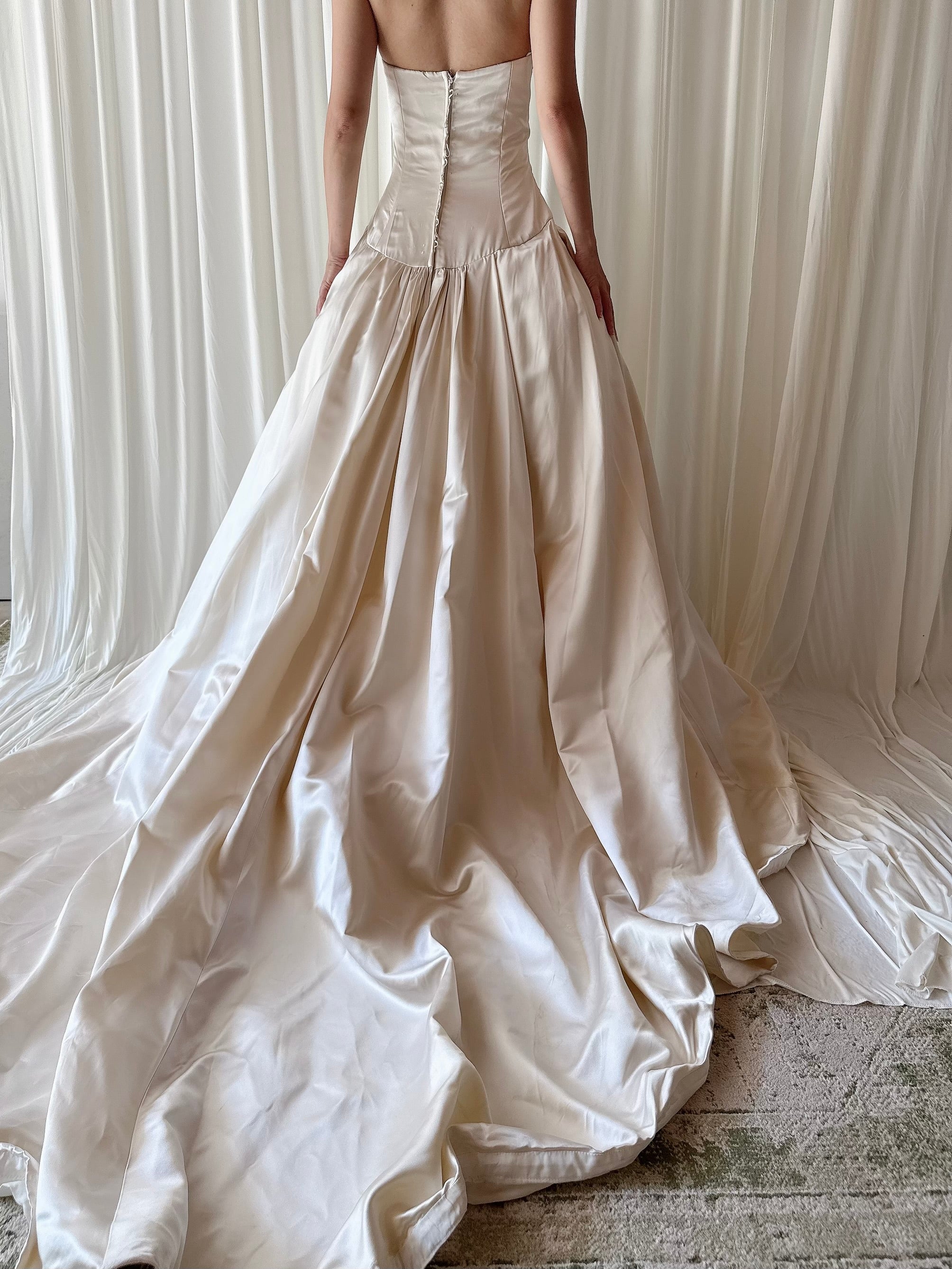 Vintage Amsale Silk Strapless Gown - S