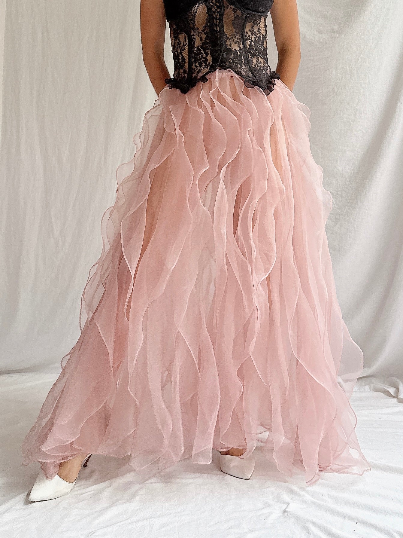 Vintage Pink Ruffled Skirt - OSFM