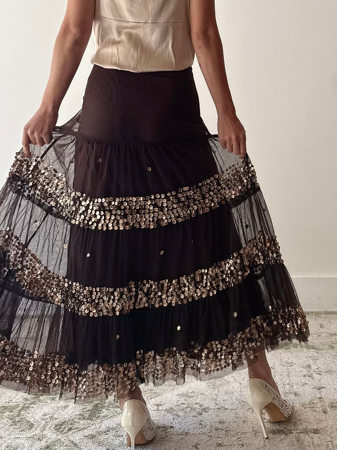 Vintage Sequin Tulle Skirt