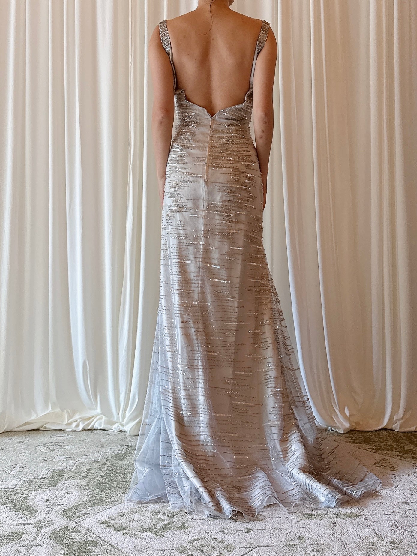 Vintage Steven Yerrick Gray Beaded Dress - US 10