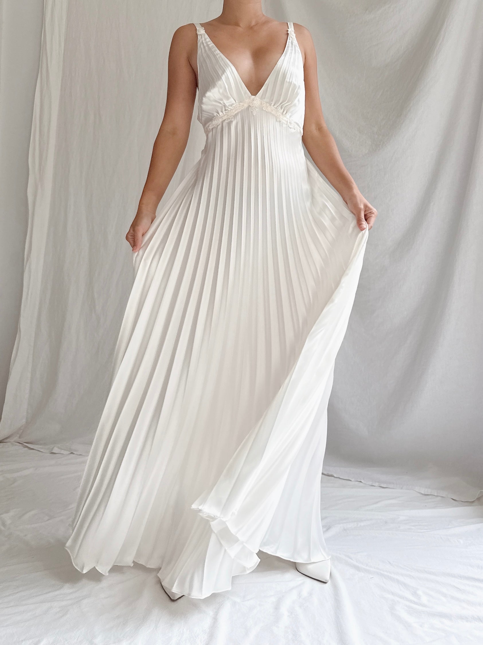Vintage Pleated Slip Dress - S-M