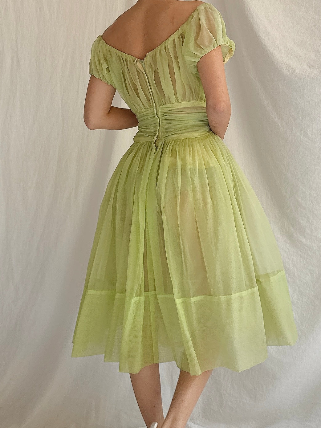 1950s Sheer Voile Dress - S