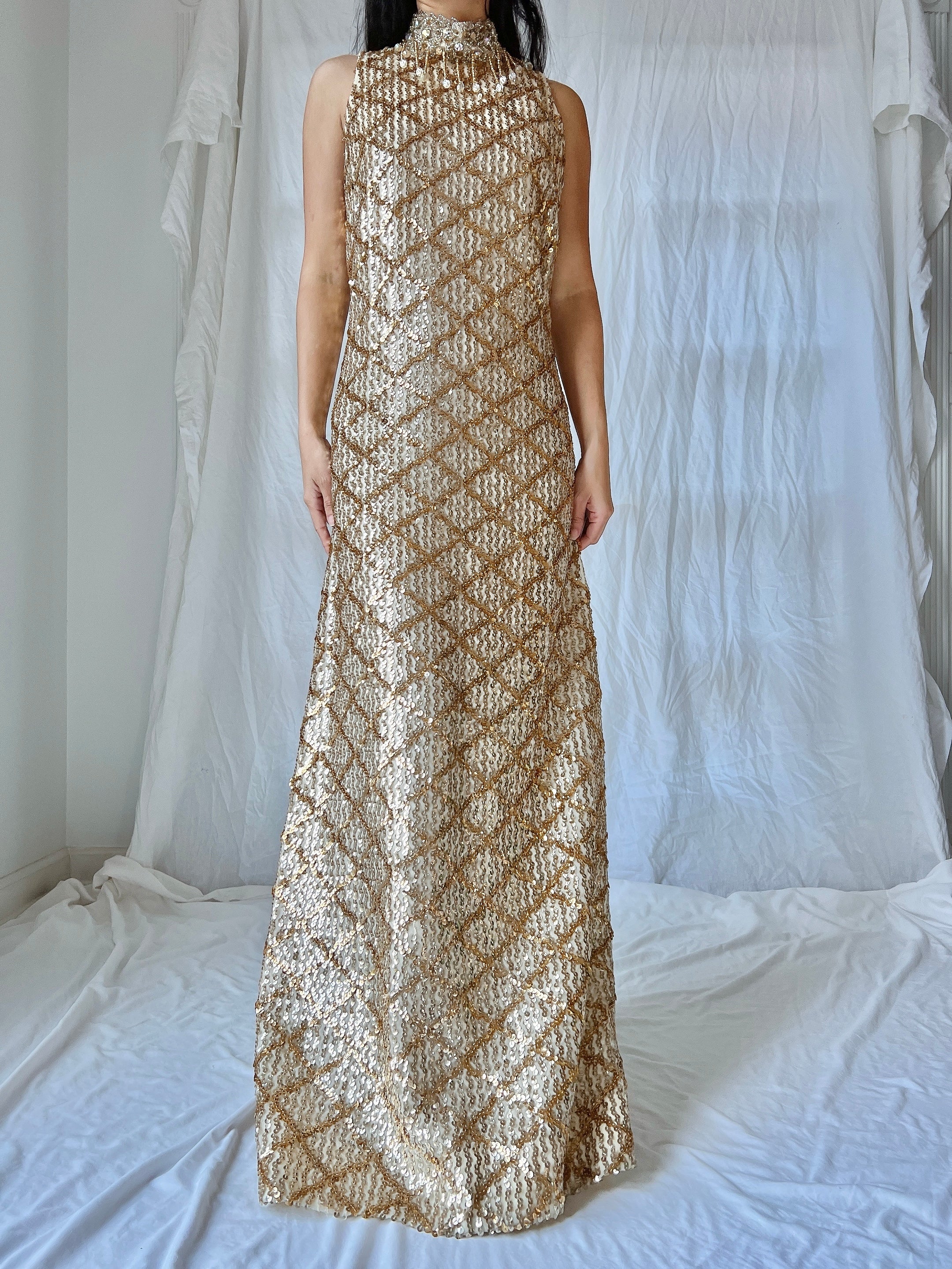 1960s Gold Sequins Dress - M | G O S S A M E R 1960s Gold Sequins Dress - M | G O S S A M E R