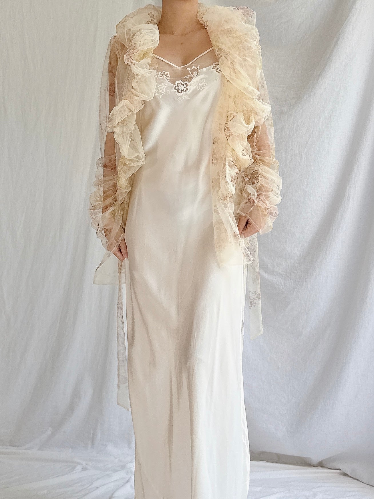 Vintage Paule Vasseur Sheer Tulle Floral Jacket - M/44