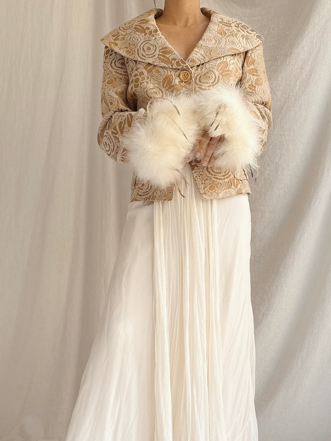 Vintage Futura Brocade and Feather Jacket - M