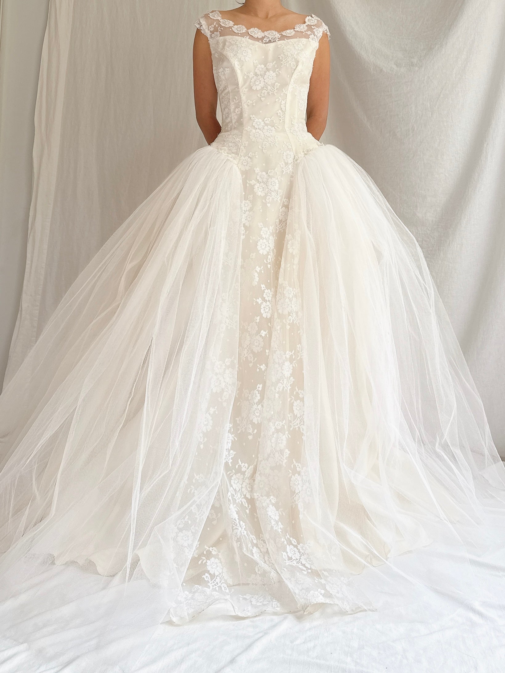 1950s Tulle and Lace Gown - XS