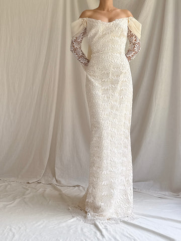 Vintage Off-the-Shoulder Dress - XS/S