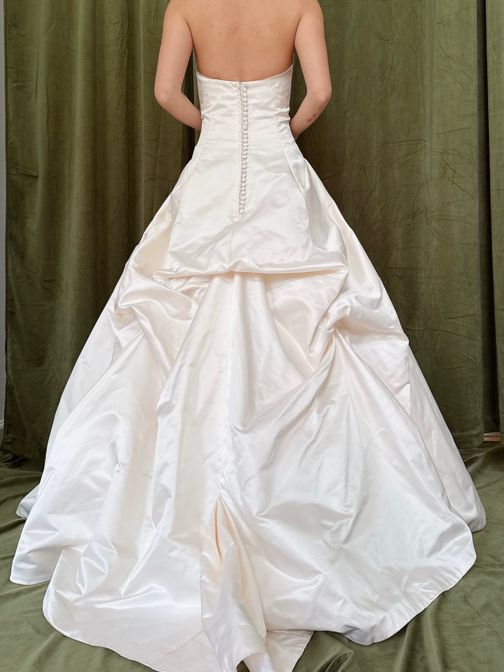 Vintage Satin Silk Strapless Gown - M/8