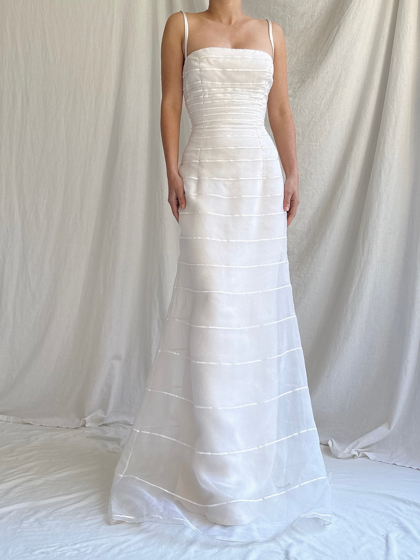 Vintage Yumi Katsura Silk Organza Striped Gown - M/6/8